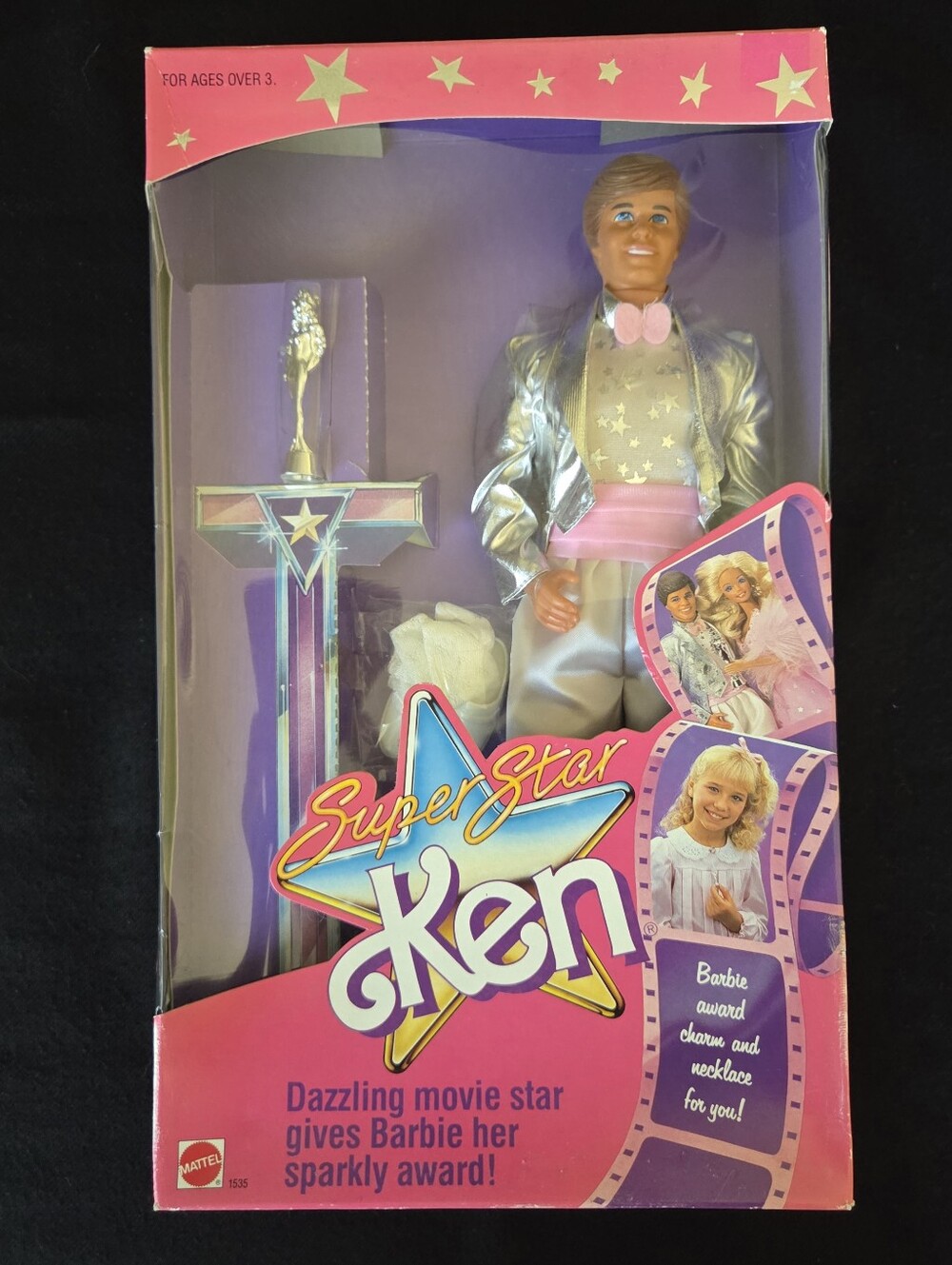 Super Star Ken Doll 1988 Mattel Barbie #1535 Award Charm & Necklace BNIB SEALED